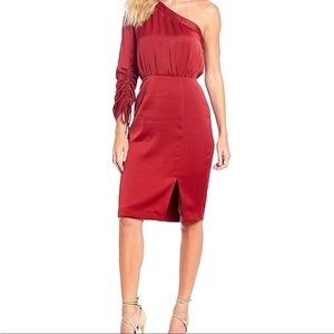 GIANNI BINI One Shoulder Dress Wine Size 4